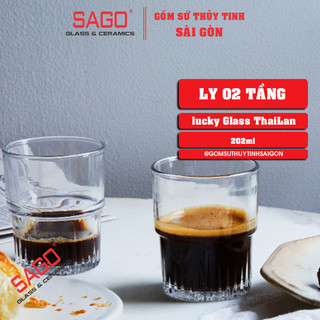Ly Thủy Tinh Lucky 2 Tầng 202ml , Nhập Khẩu Thái Lan
