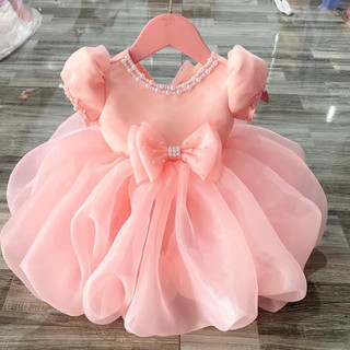 Váy công chúa cộc tay bí ngô hồng cam