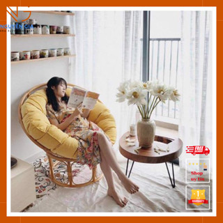 Ghế Papasan thư giãn mây nhựa, ghế lười tựa lưng nệm bông hạt cao cấp xuất khẩu đường kính 1m-1m2