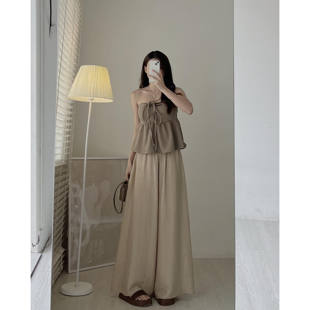 ÁO BABYDOLL TRỄ VAI BUỘC CỔ YẾM CÓ SẴN MÚT ĐỆM 2 KIỂU ĐIỆU XINH