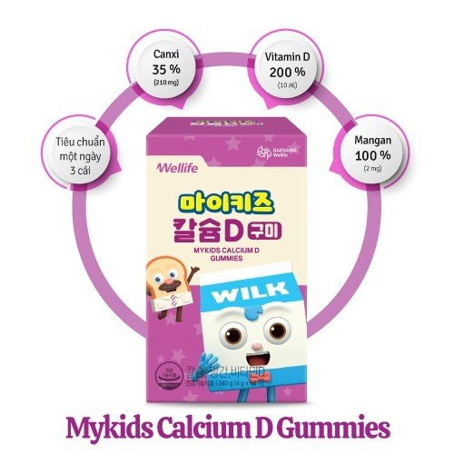 Kẹo dẻo MyKids Calcium D Gummies Daesang Wellife hộp 60 gói