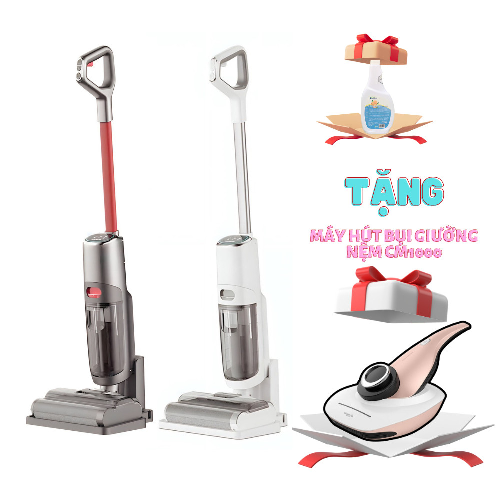 [Tặng Kèm Máy Hút Bụi Giường] Máy Hút Bụi Lau Sàn Rulax, Model T7/T9 Tự Động Giặt Giẻ Lau, Pin 4400mAh (Công Suất 250W)