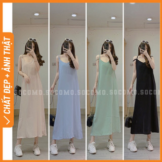 Váy đầm thiết kế hai dây đan lưng dáng suông socomo v1002023 - hàng loại 1, chất đẹp