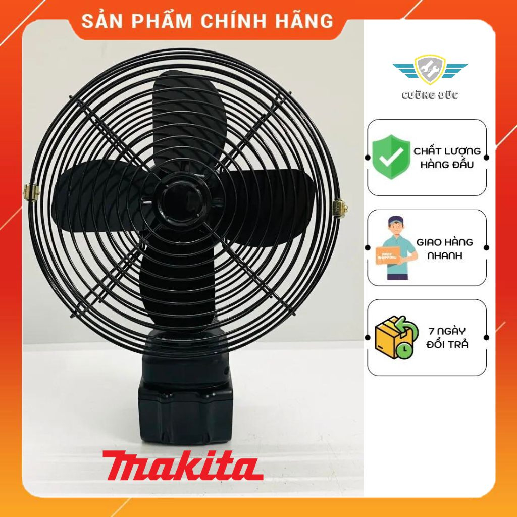 Quạt tích điện Makita, Quạt chạy Pin sạc điện Makita 8inch dùng chung pin Makita 14,4v - 21v