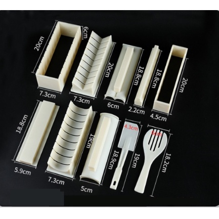 Bộ khuôn làm cơm cuộn, sushi, kimbap TH051 10 món chất liệu nhựa an toàn thực phẩm