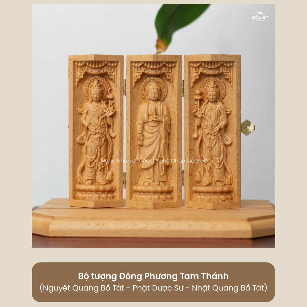 Bộ Tượng Đông Phương Tam Thánh gấp tròn - Đức Phật Dược Sư tiêu trừ bệnh nghiệp thân tâm an lạc