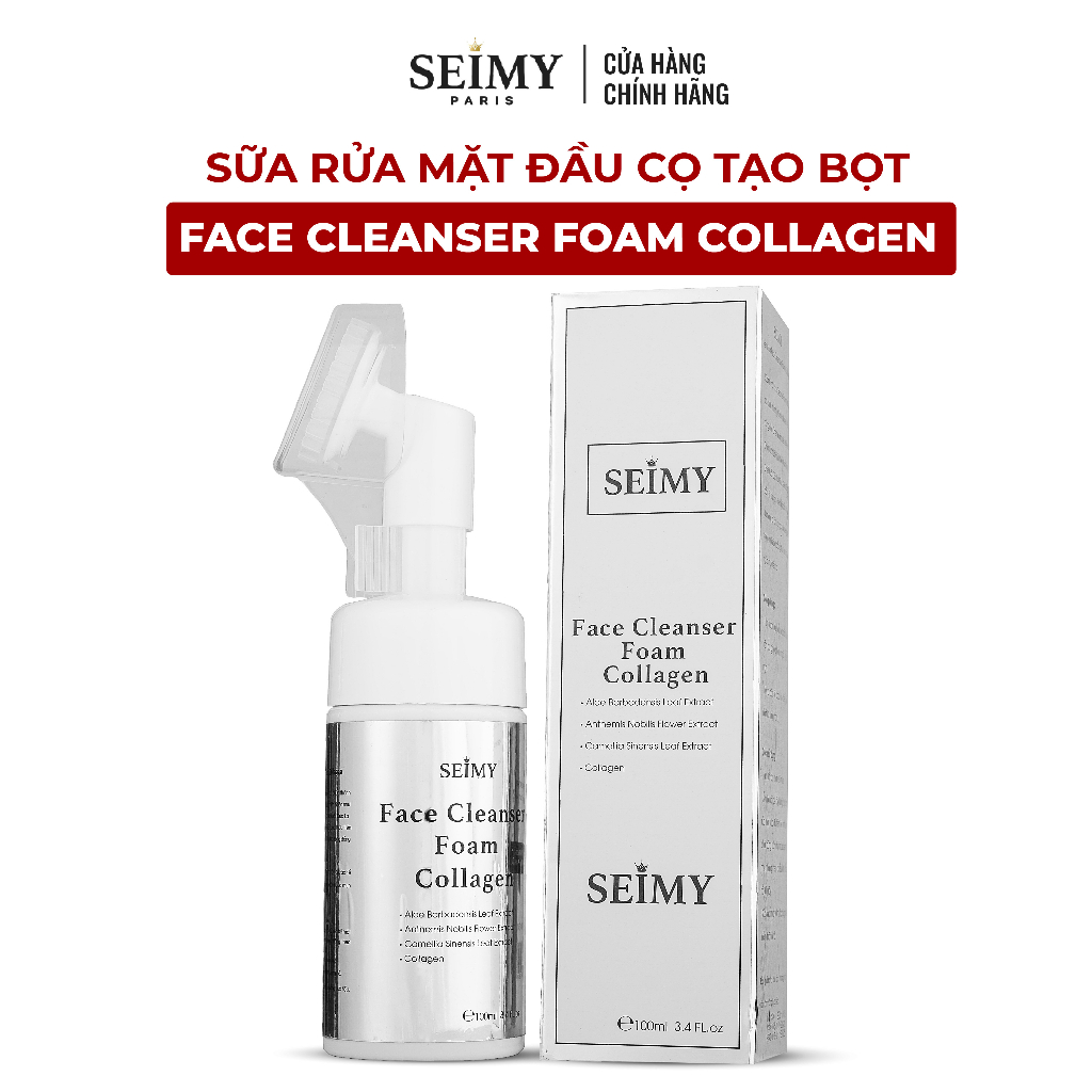 Sữa rửa mặt đầu cọ tạo bọt Seimy - Face Cleanser Foam Collagen