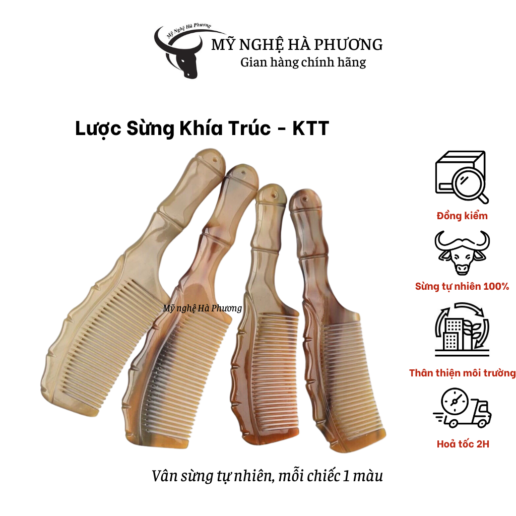 Lược sừng xuất Nhật khía thân trúc chải tóc, gỡ rối, massage không tĩnh điện