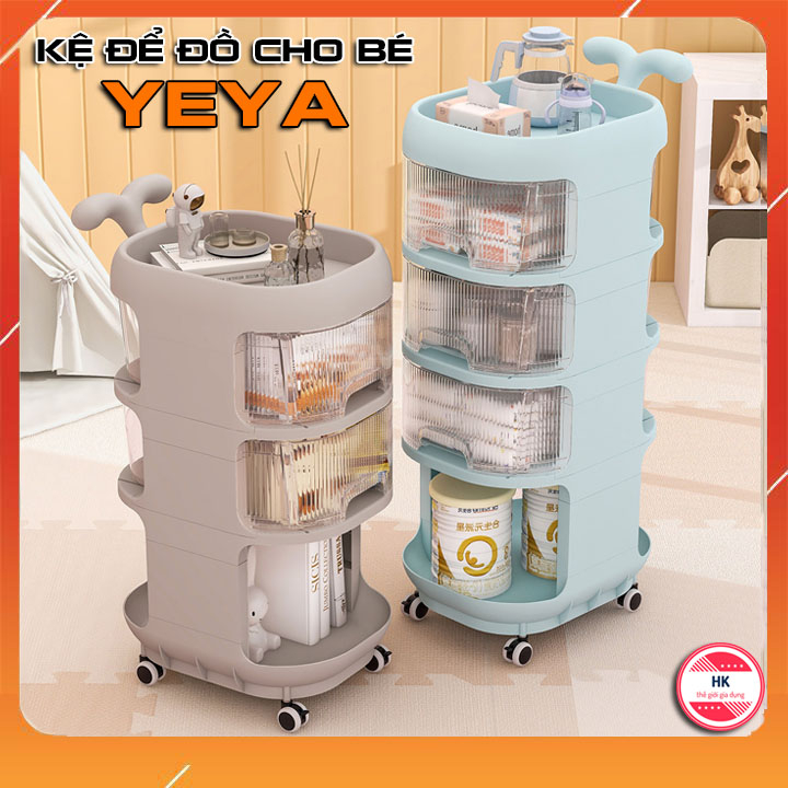 Kệ Để Đồ Cho Bé Yeya 4 Tầng Đa Năng Hiện Đại Thiết Kế Theo Tiêu Chuẩn Châu Âu, Tặng Cọ Bình Sữa Và Sticker Cho Mẹ Và Trẻ