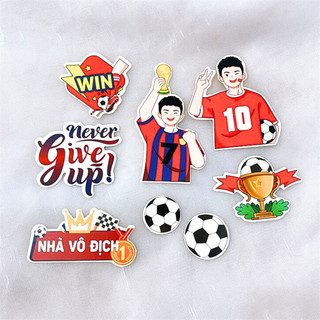 Sp070800 - trang trí bánh que cắm giấy-cầu thủ bóng đá never give up túi 2 set