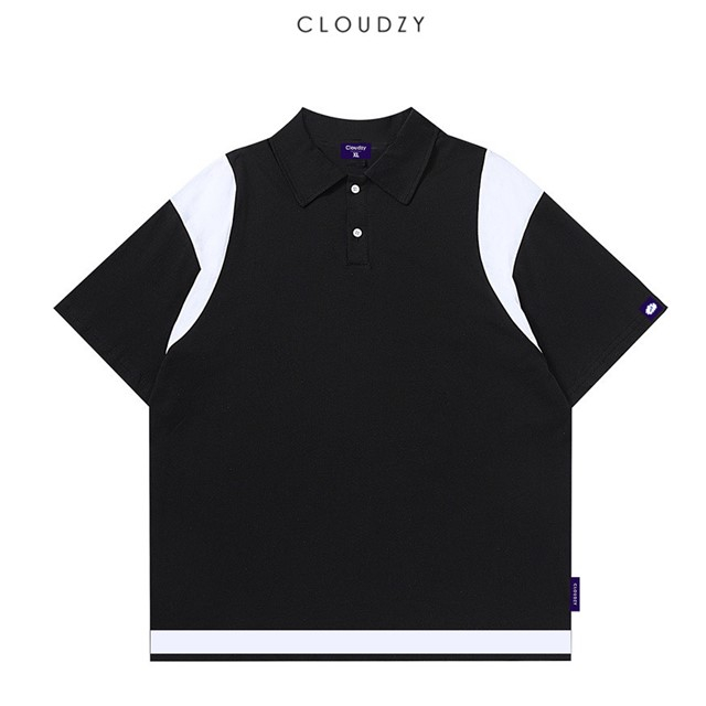 Áo polo tay lỡ nam nữ thun phông có cổ local brand unisex đen trắng đẹp oversize 100% cotton CLOUDZY PL 2ARM