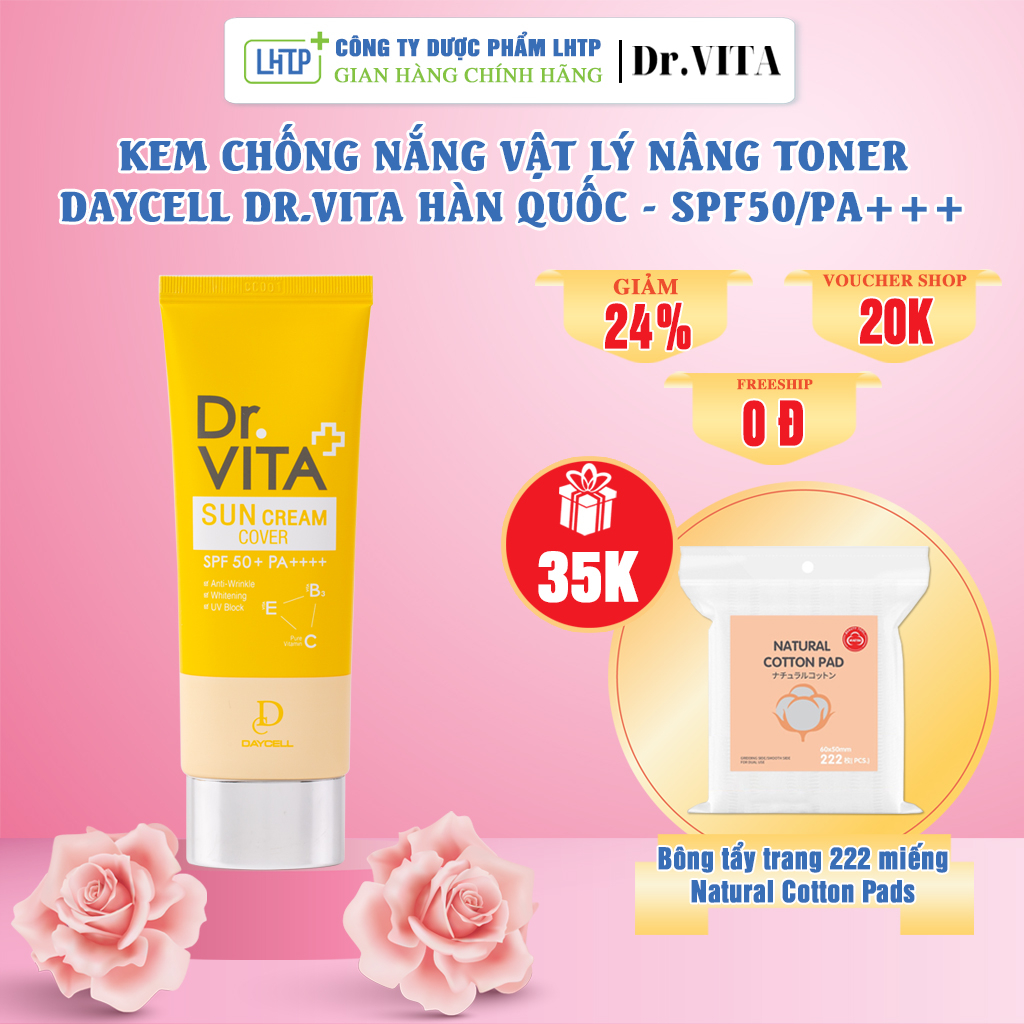 Kem chống nắng vật lý nâng tone DayCell Dr.Vita (60g) bảo vệ da khỏi tia UV SPF50/PA+++ - Mẫu mới về Việt Nam 2023