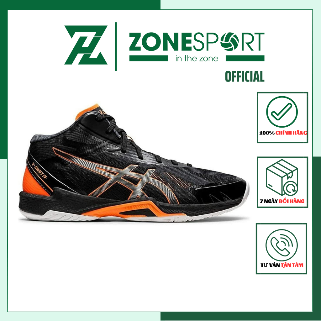 Giày Asics V Swift FF MT 3 Đen Cam - Giày chuyên bóng chuyền cao cấp cổ cao đệm gel chống sốc đàn hồi trọng lượng nhẹ