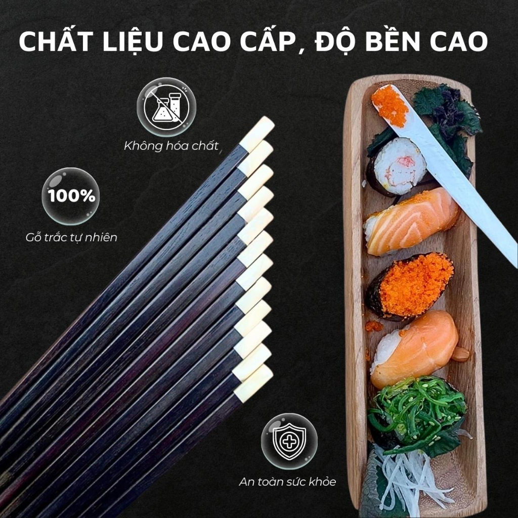 Bộ đũa gỗ trắc DandiHome cao cấp (Có lựa chọn 10 đôi và 5 đôi)