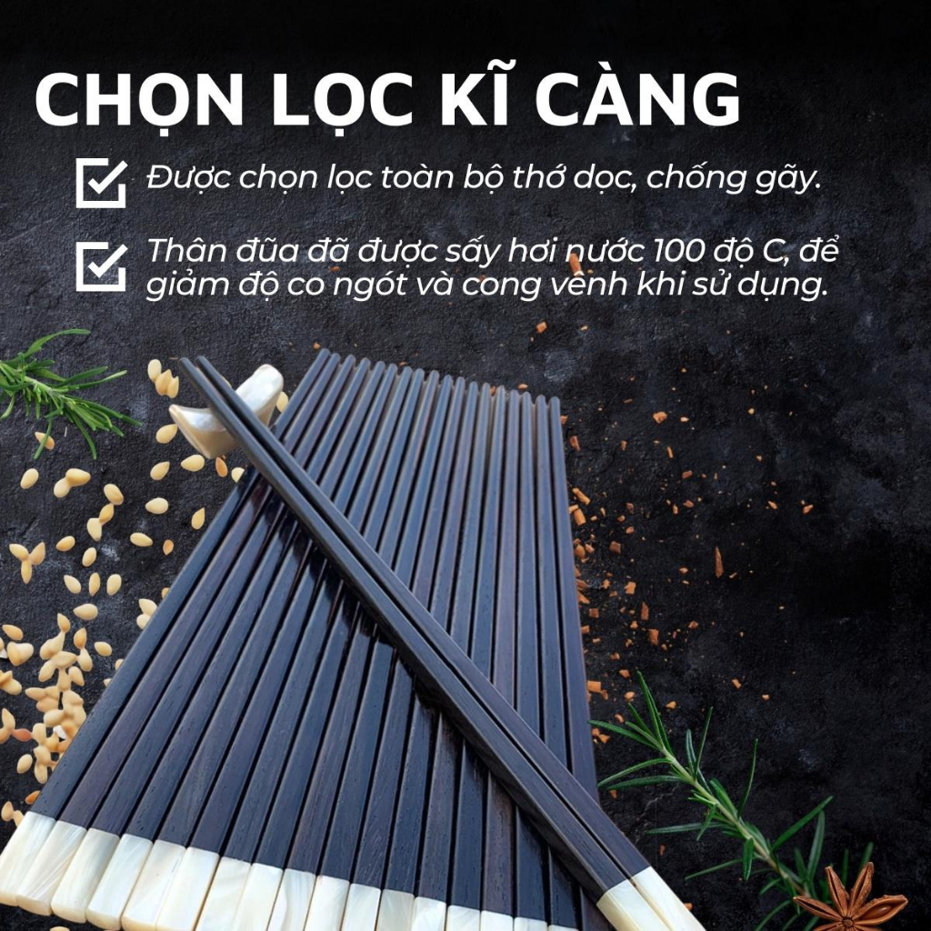 Bộ đũa gỗ trắc DandiHome cao cấp (Có lựa chọn 10 đôi và 5 đôi)