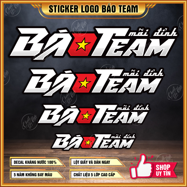 Combo 2 tem chế BÁO TEAM trang trí xe máy chất liệu chống thấm nước south vietnam scooter team svst