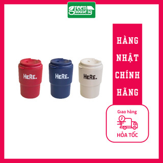 Cốc nhựa uống nước có nắp xoay có lỗ cắm ống hút - 320ml - Nhật Bản