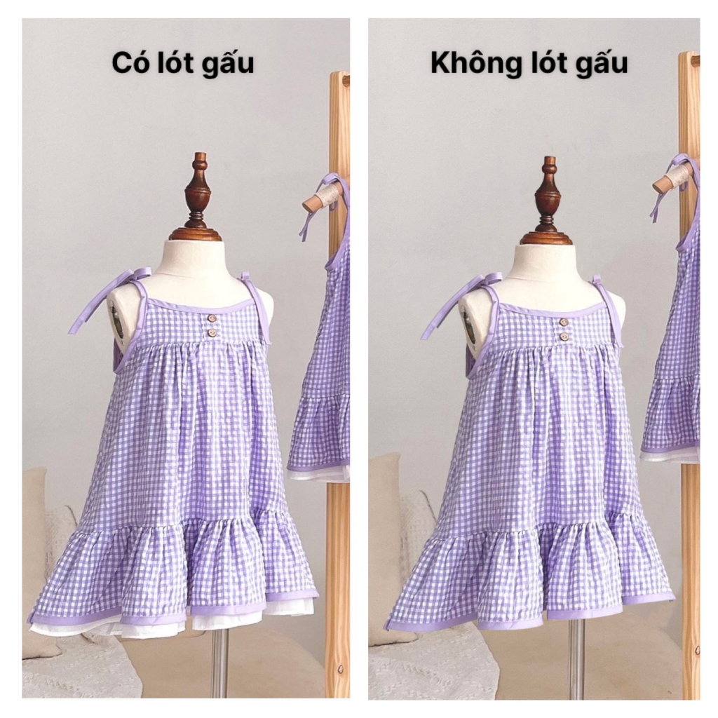 Váy 2 dây tím pastel size 8-26kg bé gái