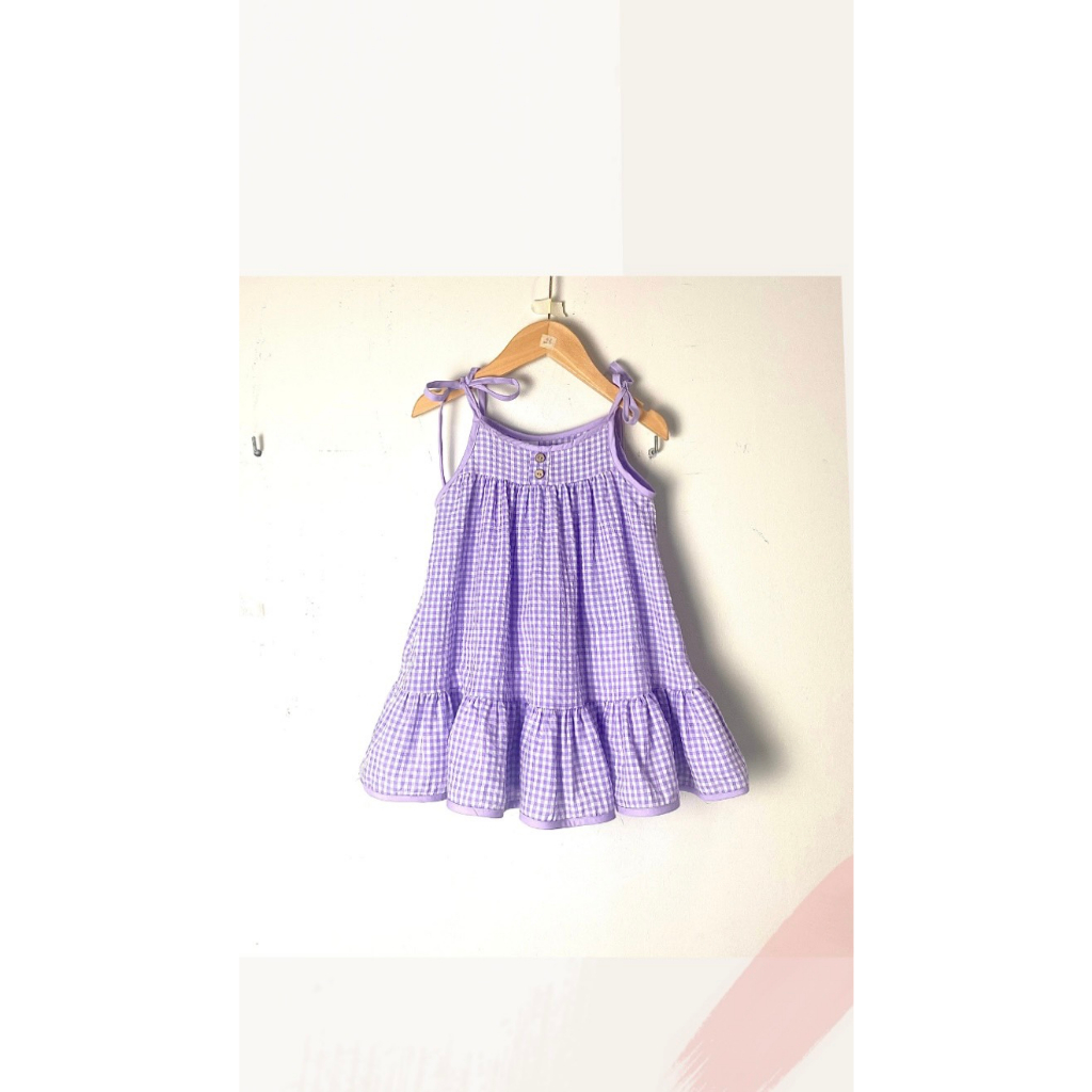 Váy 2 dây tím pastel size 8-26kg bé gái