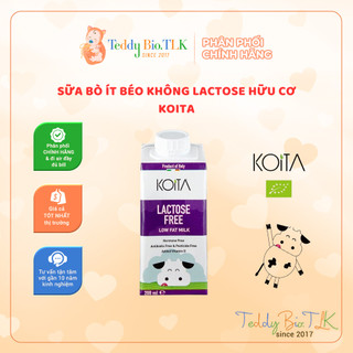 Sữa bò không lactose (free lactose) ít béo hữu cơ Koita - 200ml