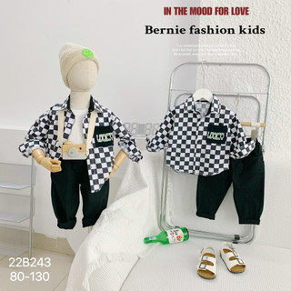 Bộ sơ mi dài tay kẻ caro phối quần dài linen Bernie cho bé