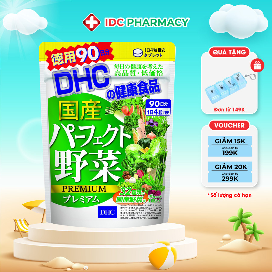 Viên uống DHC Vegetable rau củ chứa 32 loại rau củ giúp giảm táo bón 90 ngày