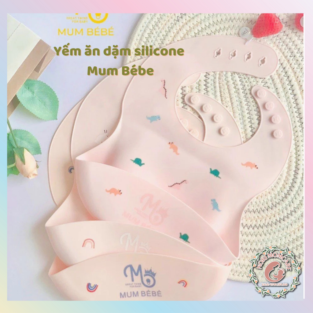 Yếm Ăn Dặm Cho Bé Silicone Mum Bébe Cao Cấp Có Máng Chống Thấm Nước
