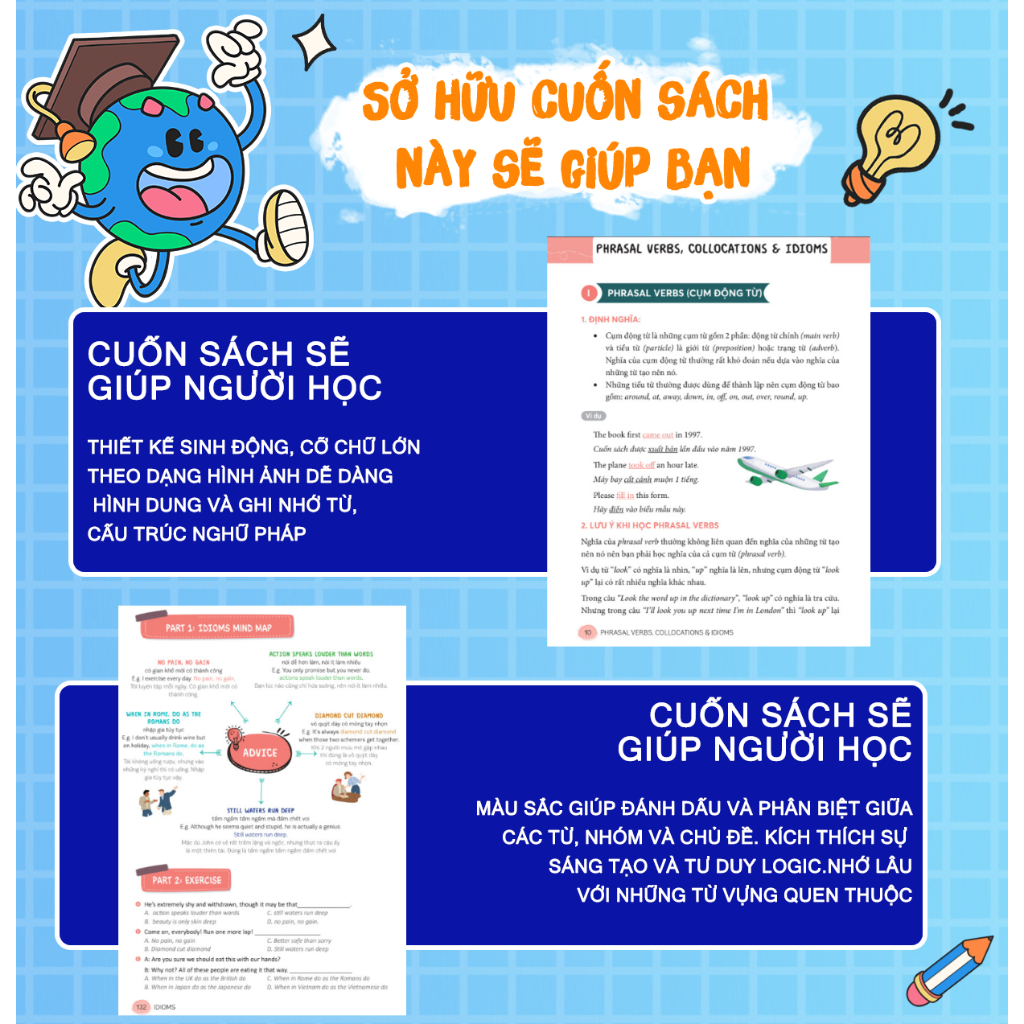 Sách - Mind map English phrasal verbs, collocations and idioms - MCBooks