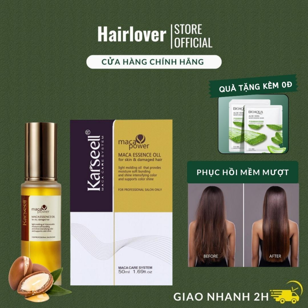 Dầu dưỡng tóc phục hồi tóc hư tổn Karseell 50ml siêu mềm mượt chăm sóc tóc khô xơ hương nước hoa Chính Hãng HAIRLOVER
