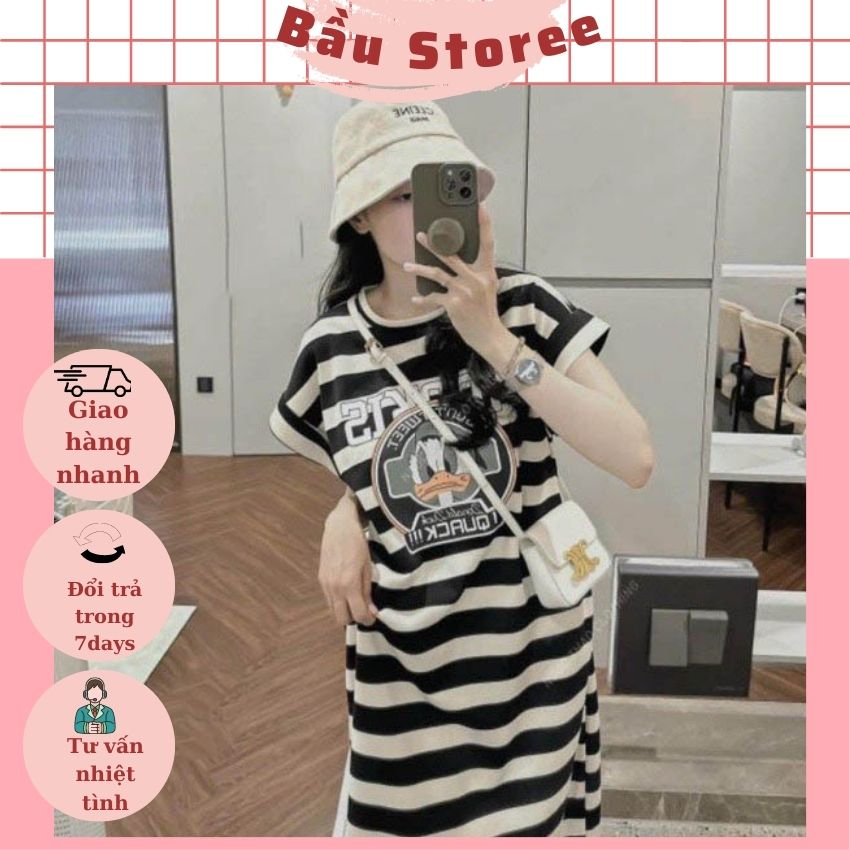 V103  VÁY KẺ SƠ MI DÁNG XUÔNG CHO MẸ BẦU- ĐẦM BẦU XINH GIÁ RẺ CHẤT THUN COTTON MẶC ĐI CHƠI ĐI LÀM