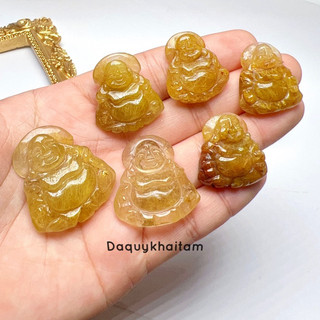 Mặt dây Phật di lặc thach anh tóc vàng