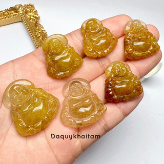 Mặt dây Phật di lặc thach anh tóc vàng