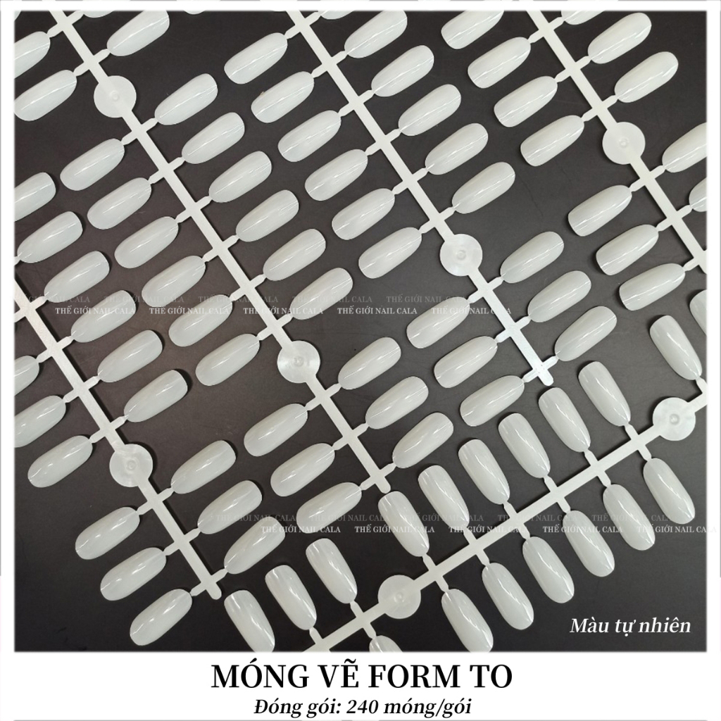 Móng bẻ gắn bảng mẫu - Móng bảng bẻ tập vẽ nail - Form nhọn vuông - Màu thông dụng - 120 móng đến 240 móng tùy loại