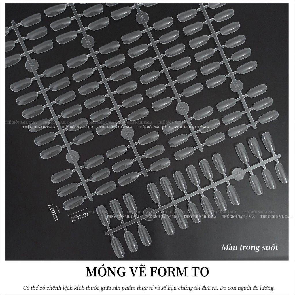 Móng bẻ gắn bảng mẫu - Móng bảng bẻ tập vẽ nail - Form nhọn vuông - Màu thông dụng - 120 móng đến 240 móng tùy loại