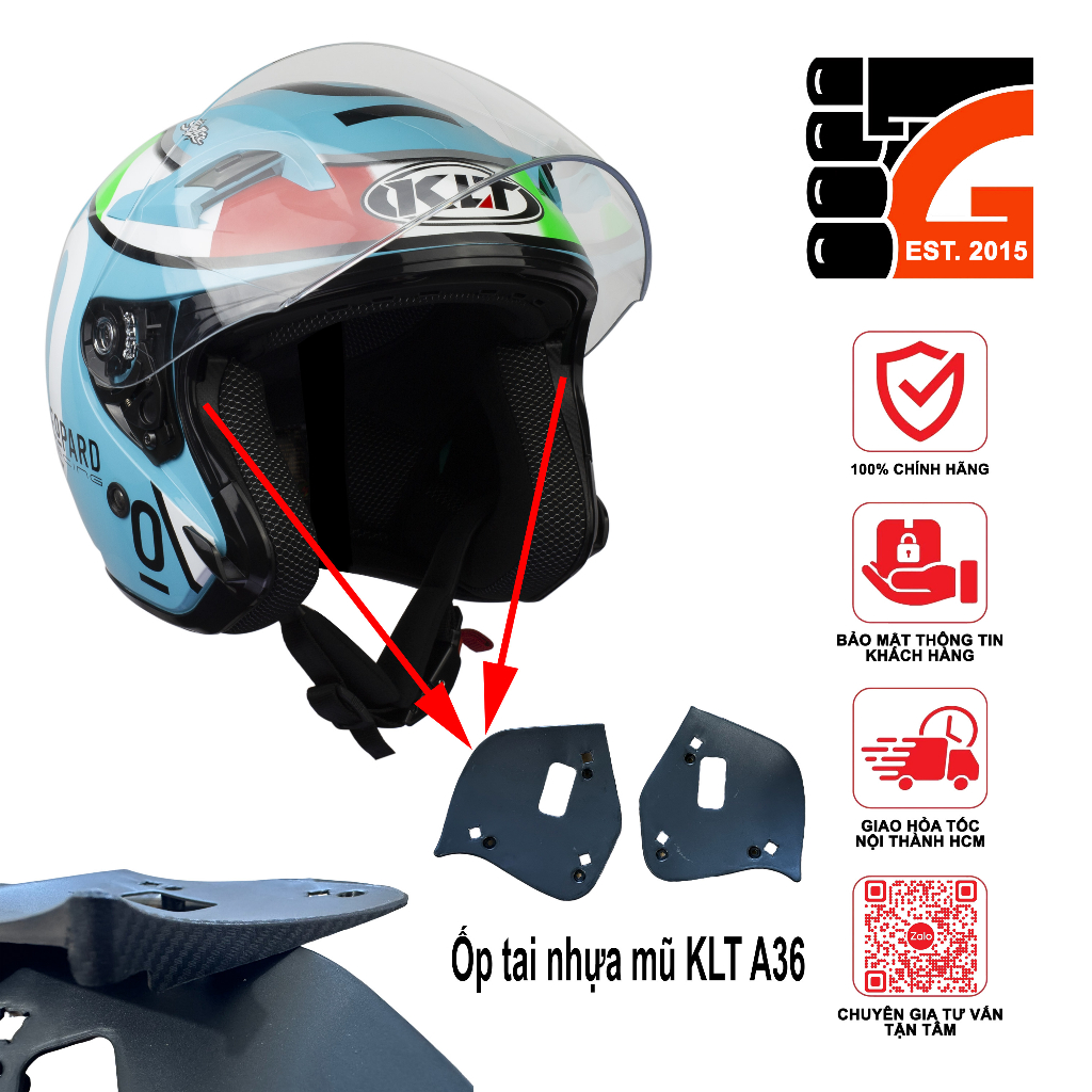 Bộ 2 ốp tai nhựa thay thế cho nón KLT Hyper/ Venom A36