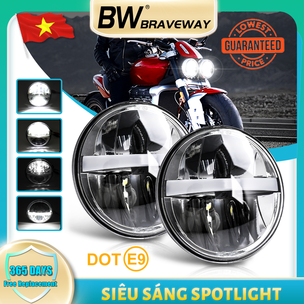 Đèn pha LED HID H4 thay thế dùng làm đèn DRL cho xe mô tô 12V 24V 6500K