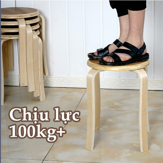 STA-Ghế gỗ mặt tròn chân dẹp