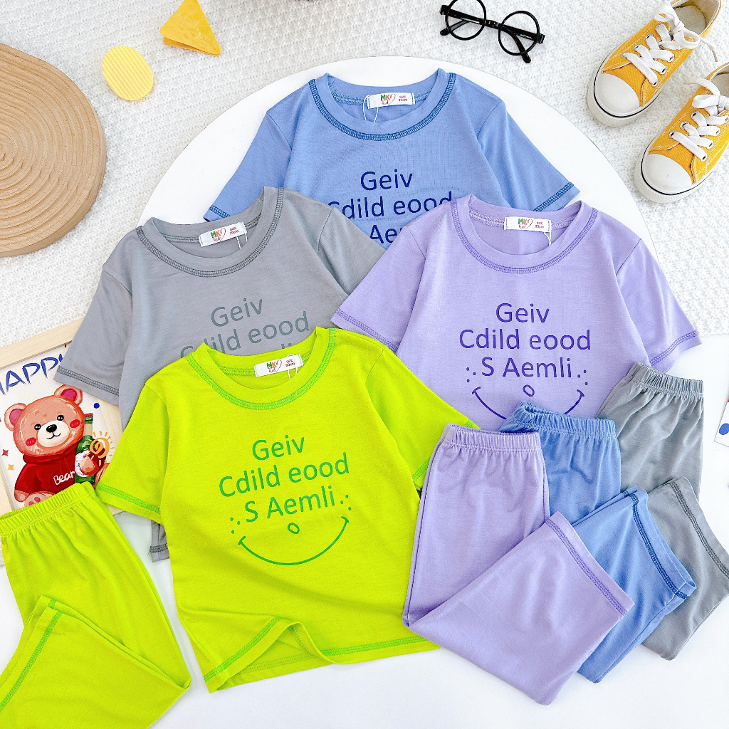 Bộ Lửng MK KID Cho Bé 8-26KG 💖 Bộ Tay Lửng Cho Bé Trai Bé Gái 💖 Chất Thun Lạnh Siêu Mềm Mịn Mát Thấm Hút Mồ Hôi.