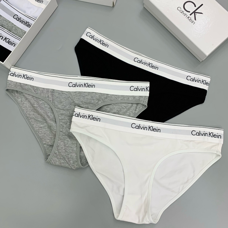 Quần lót, sịp, chip tam giác Calvin Klein trơn logo cạp combo 3 chiếc thun lạnh SC fullbox