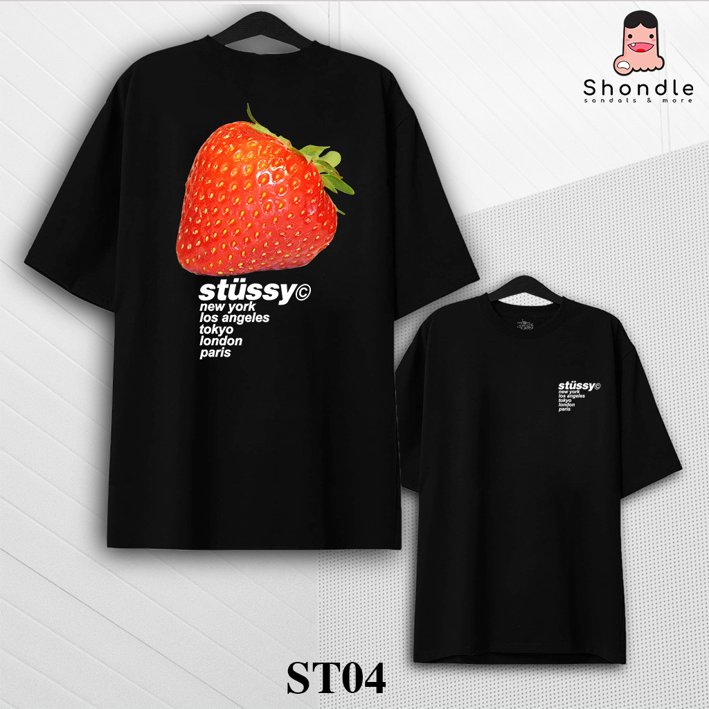 Áo Thun Stussy Tay Lỡ Form Rộng Unisex Cotton 2 Chiều Cao Cấp Full túi zip tag