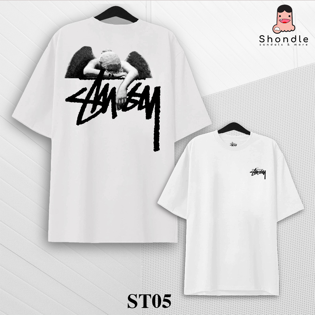 Áo Thun Stussy Tay Lỡ Form Rộng Unisex Cotton 2 Chiều Cao Cấp Full túi zip tag