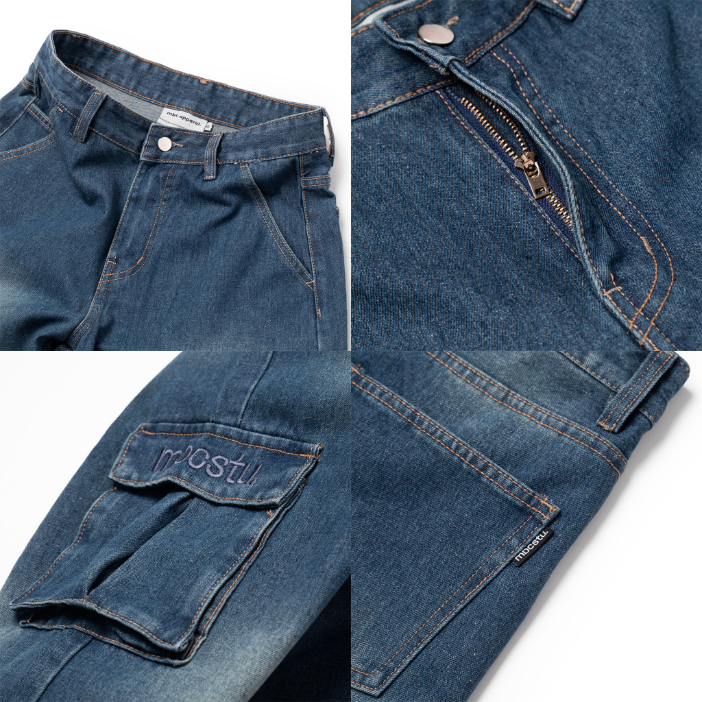 Quần Jeans MBC Cargo Wide-Leg - Washed Indigo