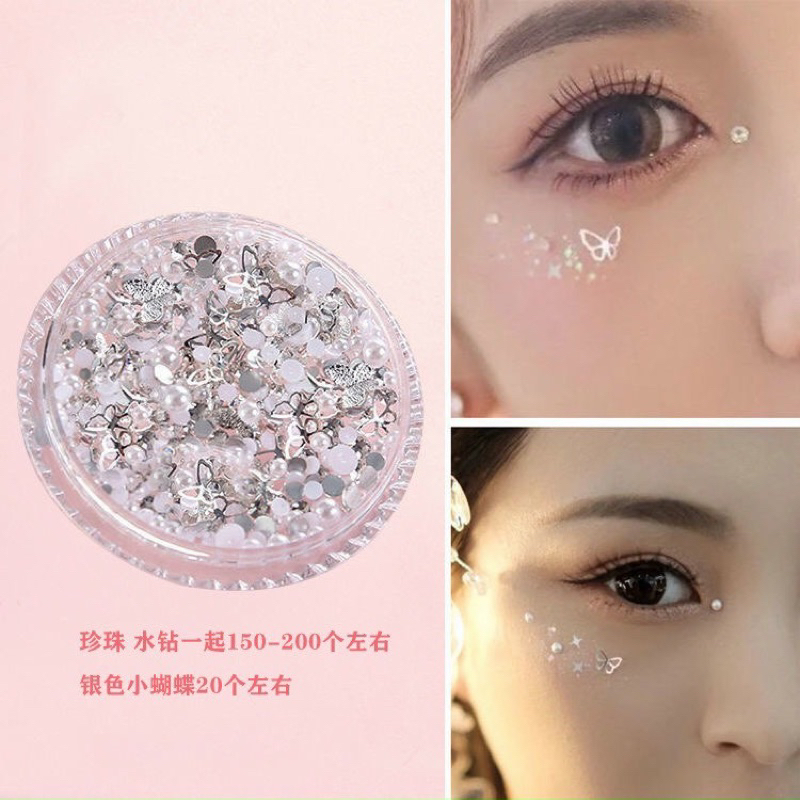 Đá đính mắt make up - miếng dán đính đá trang điểm cho mặt, mắt, tóc, cơ thể nhiều họa tiết lấp lánh.