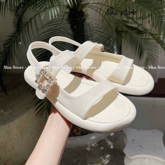 Kho dép Shu | Sandal khóa gài sandal mũi tròn đế cao 3cm mẫu mới xinh xắn cho nữ