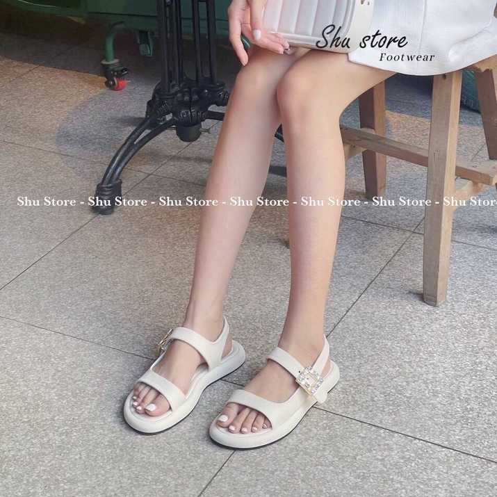 Kho dép Shu | Sandal khóa gài sandal mũi tròn đế cao 3cm mẫu mới xinh xắn cho nữ