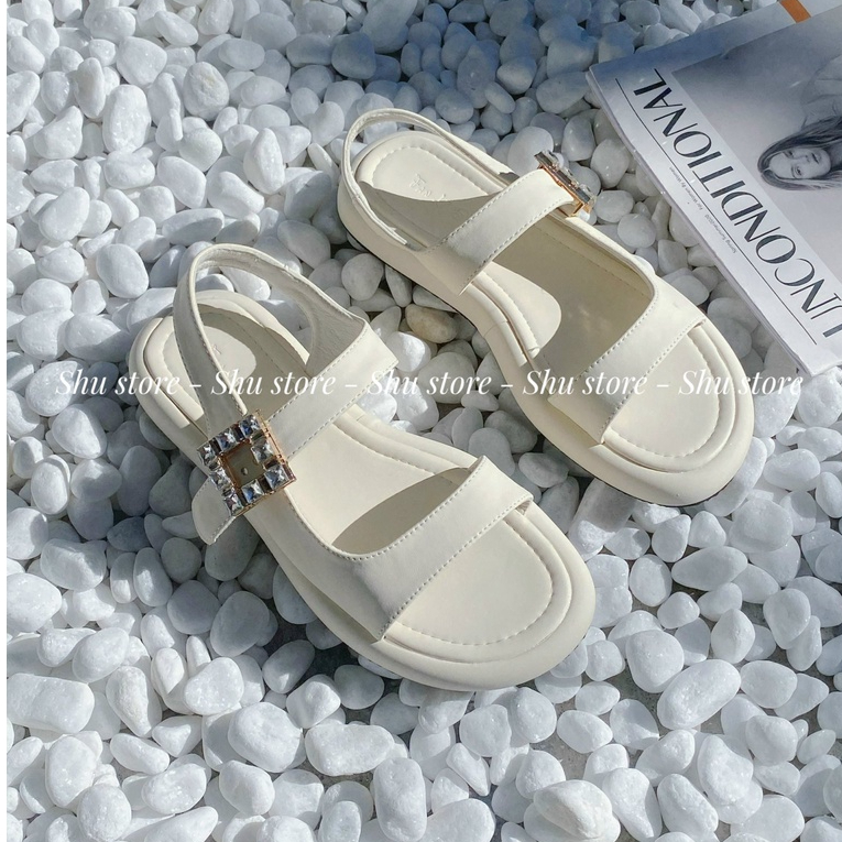 Kho dép Shu | Sandal khóa gài sandal mũi tròn đế cao 3cm mẫu mới xinh xắn cho nữ
