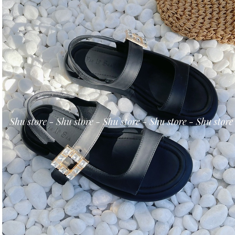 Kho dép Shu | Sandal khóa gài sandal mũi tròn đế cao 3cm mẫu mới xinh xắn cho nữ