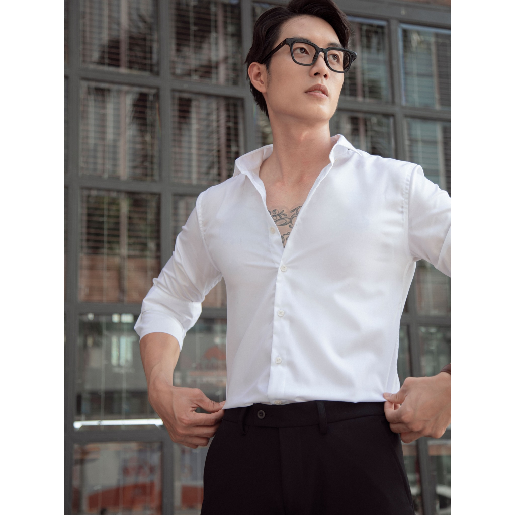 Áo Sơ Mi Nam Cao Cấp Trơn Shirt White 2.0 - BAMBOO BY COTTON