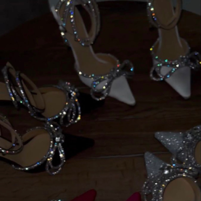 Thanh lý giày lấp lánh 👠 Nơ đính đá cao gót 9-10cm
