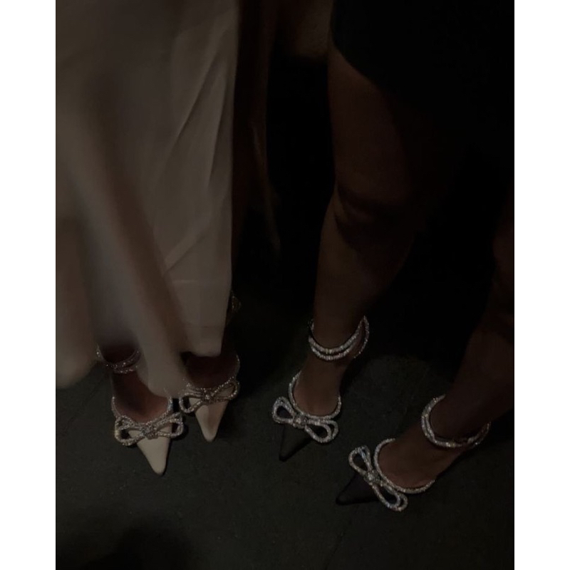 Thanh lý giày lấp lánh 👠 Nơ đính đá cao gót 9-10cm